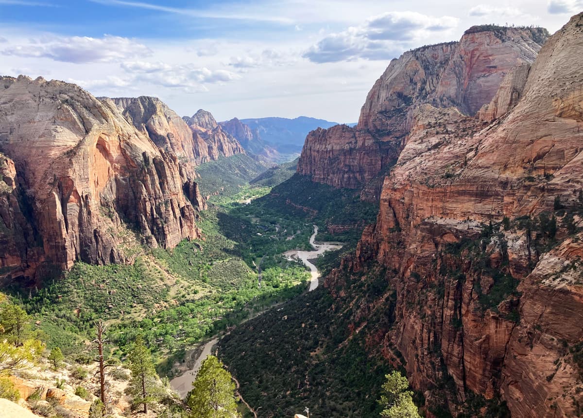 View out of Zion Canyon from Angels Landing